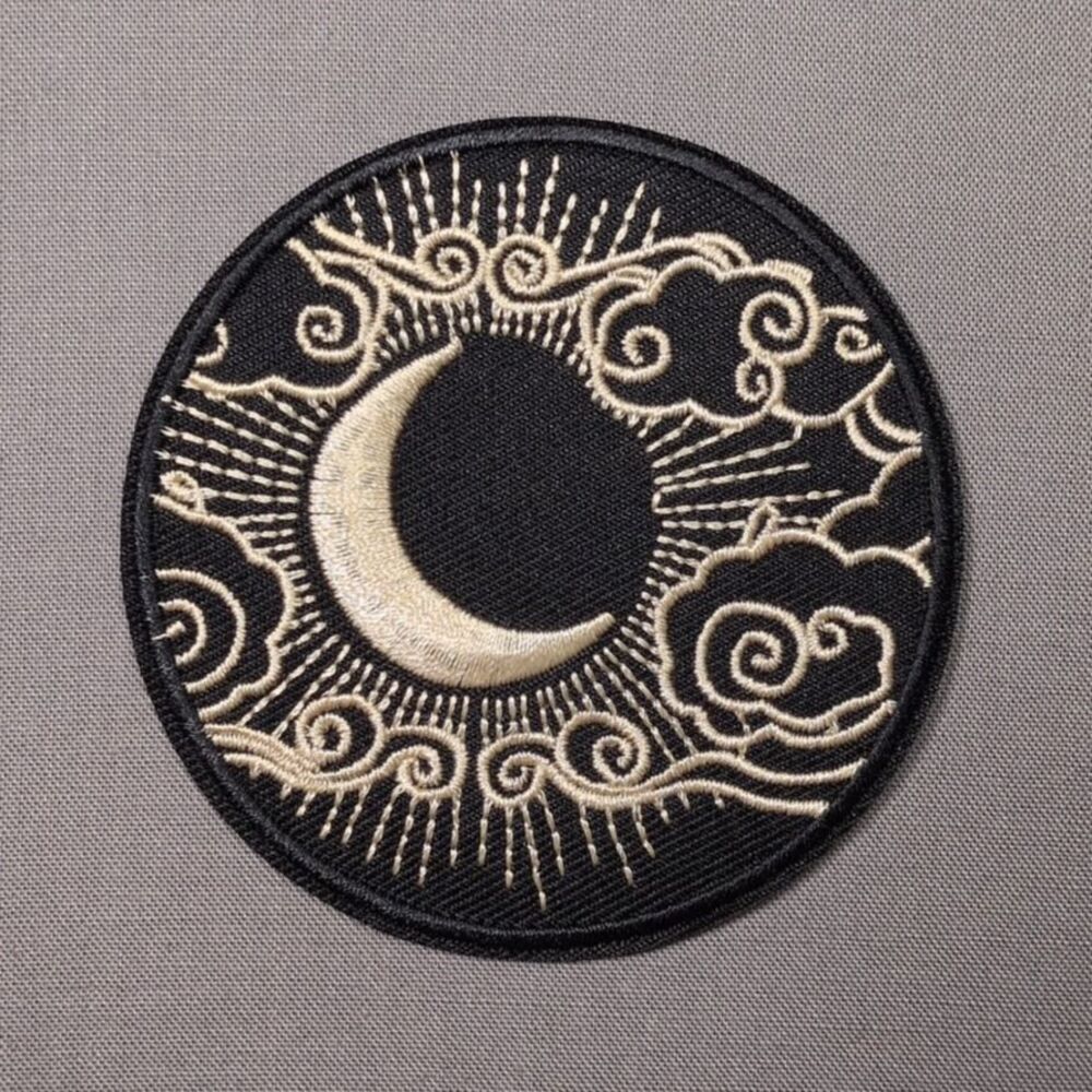 Moon Wind Stars Embroidered Iron On Patch | Celestial Patch